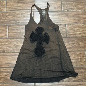 Velvet Stone and Women's Black Sleeveless dress with Cross Design